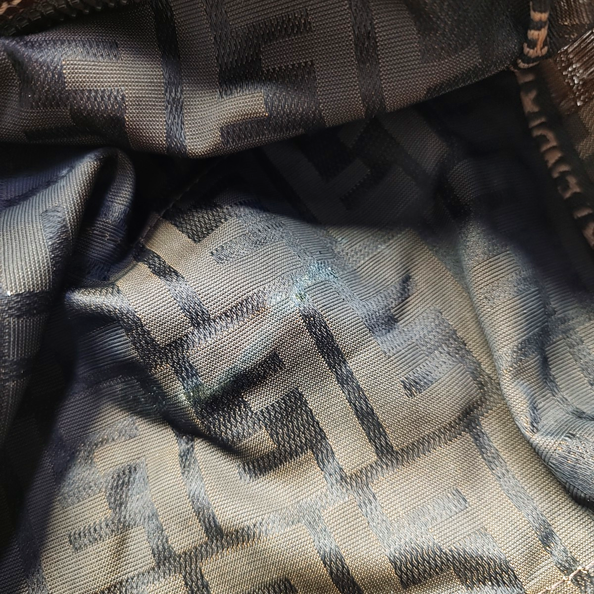 FENDI 棕色织物双F提花手拿包 Silver Hardware-(SKU)-934821117