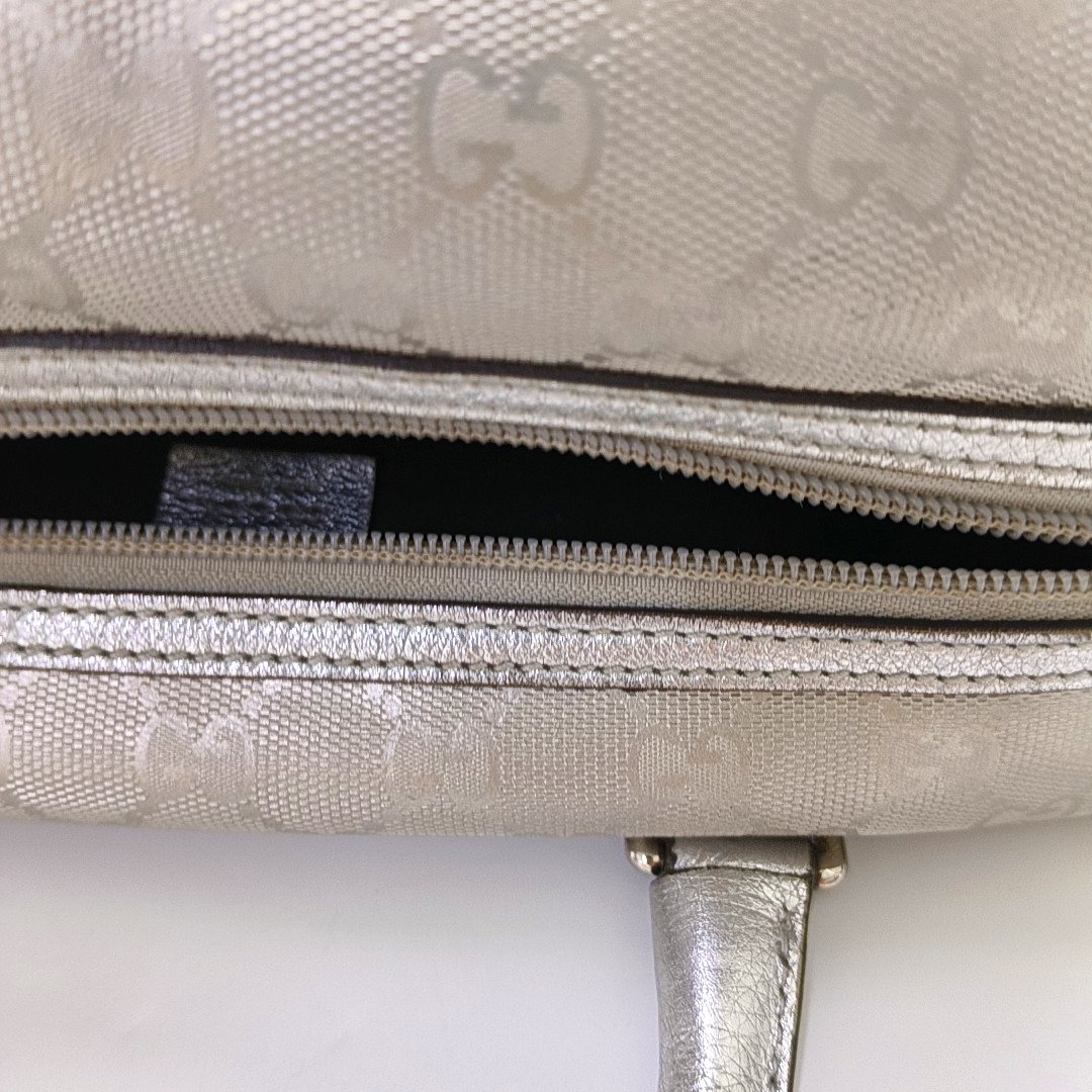 GUCCI Guccissima Silver Coated Canvas Monogram Handbag Single Shoulder Bag Silver Hardware-(SKU)-960541171