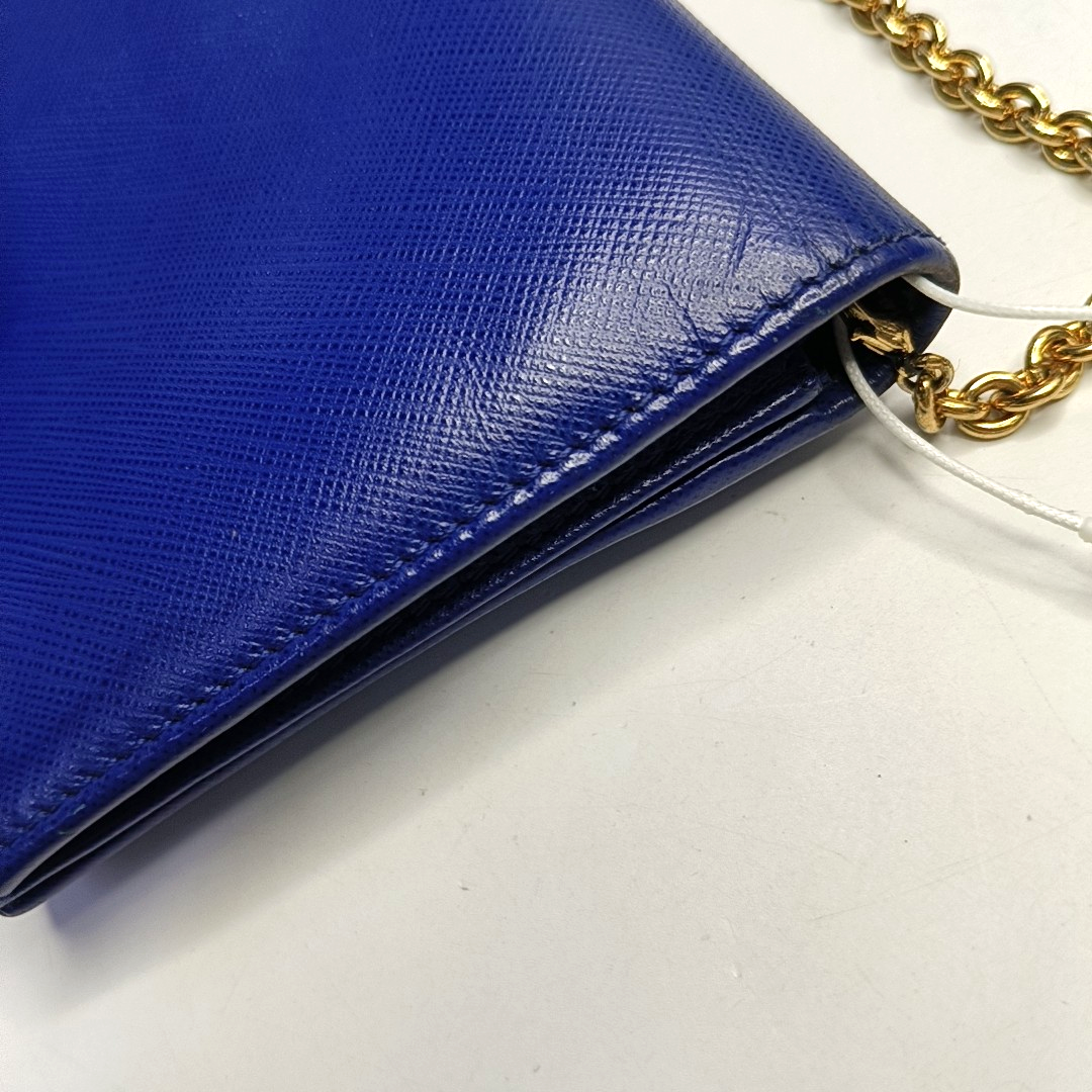 FERRAGAMO Ginny Blue Cowhide Crossbody Bag Golden hardware Removable shoulder strap-(SKU)-952268528