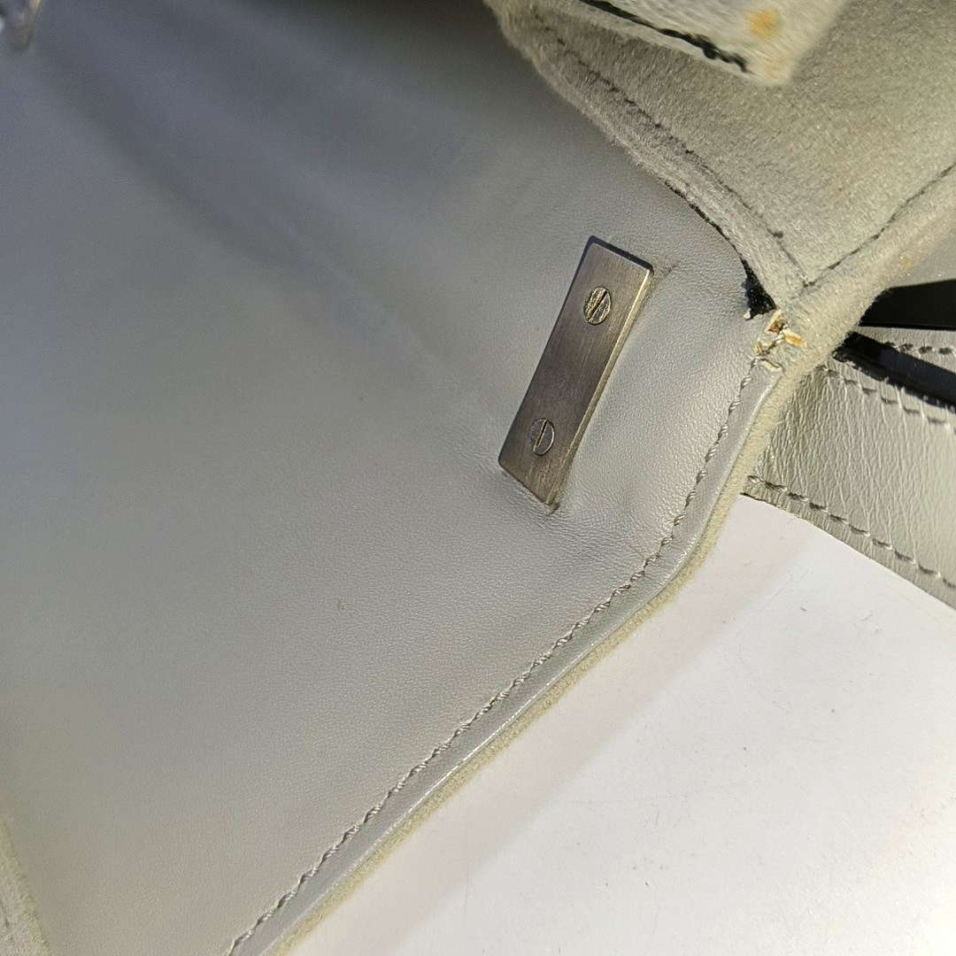 FERRAGAMO Gray Fabric Shoulder Bag Silver Hardware-(SKU)-939066983