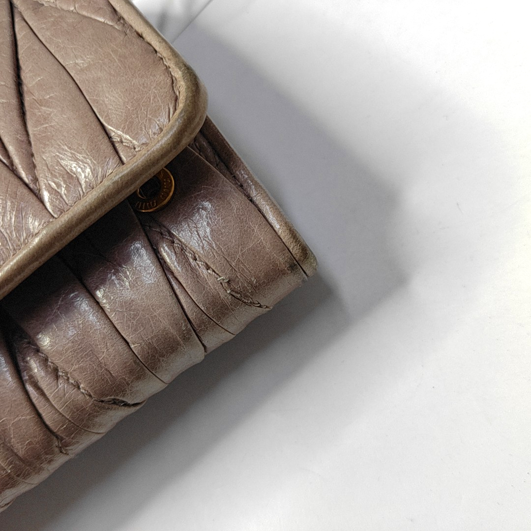 Miu Miu Light Pink Calf Leather Wallet Golden hardware-(SKU)-947592085