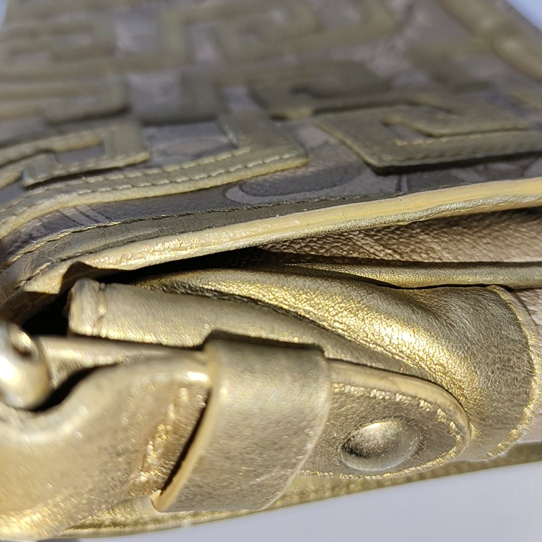 VERSACE Brown Coated Canvas Quilted Single Shoulder Bag Golden hardware-(SKU)-13724290