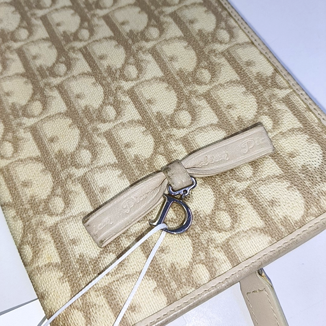 DIOR Khaki coated canvas monogram clutch-(SKU)-943562278