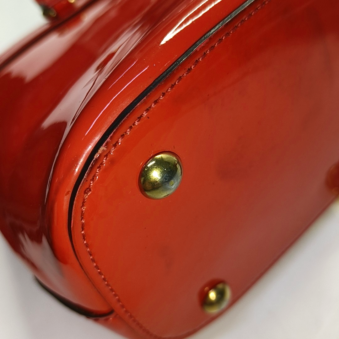 GUCCI Horsebit Chain Red Patent Leather Horsebit Shoulder and Handbag Golden hardware Removable shoulder strap-(SKU)-954143882