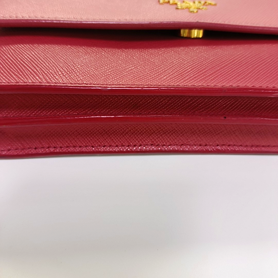 PRADA Pink cowhide cross-grain shoulder bag/handbag/crossbody bag Golden hardware Removable shoulder strap-(SKU)-960391827