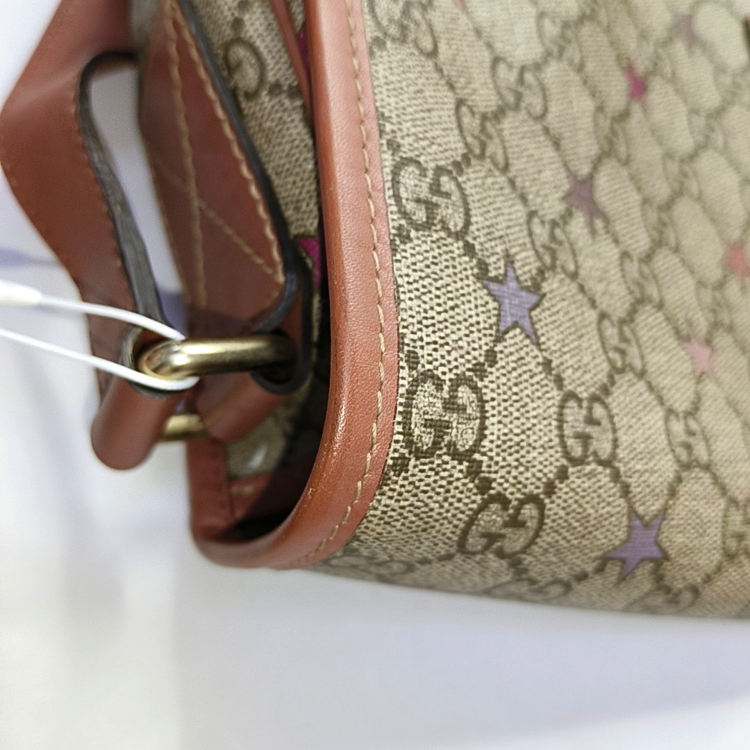 GUCCI Multicolor Coated Canvas Vintage Print Single Shoulder Bag Crossbody Bag Golden hardware-(SKU)-953527421