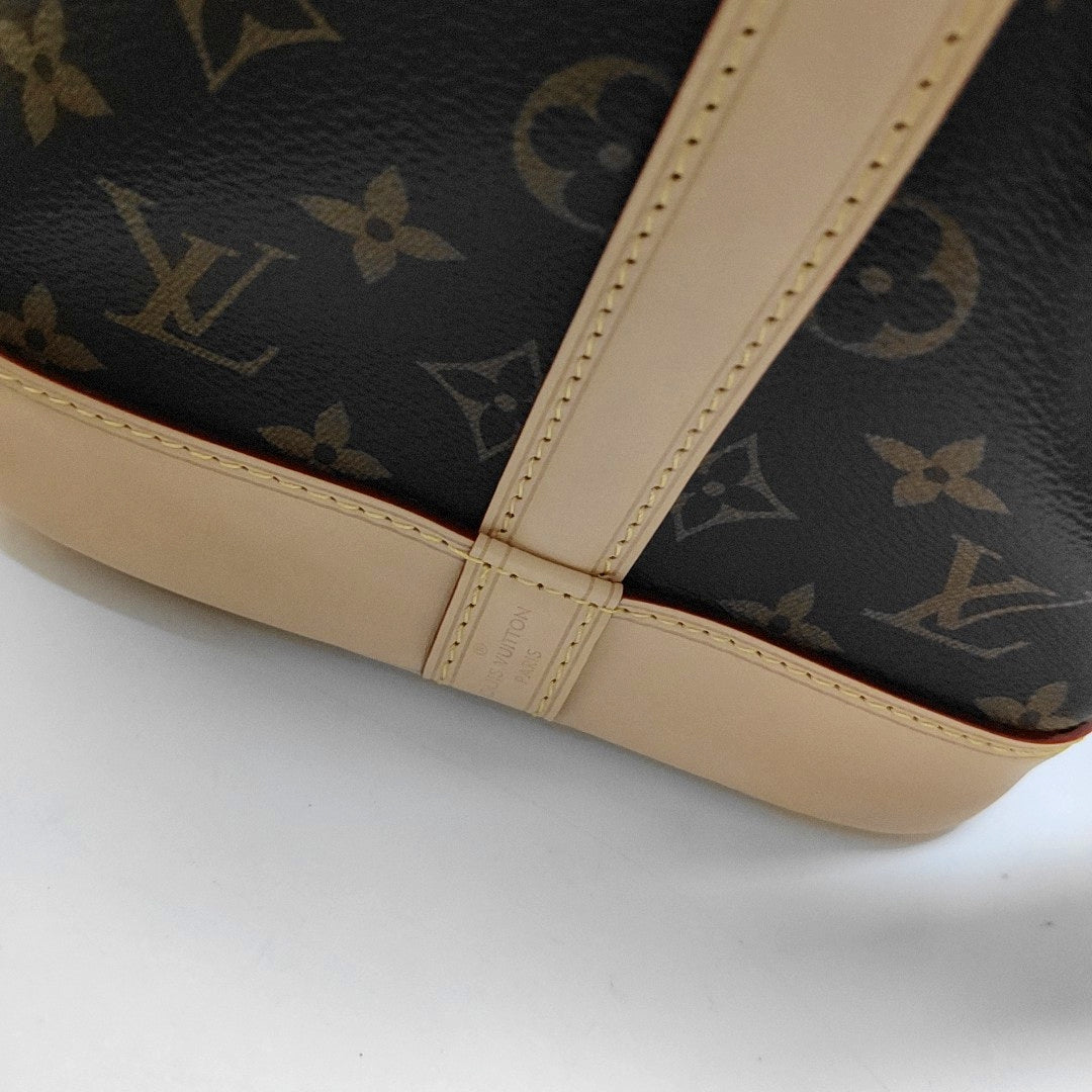LOUIS VUITTON NOÉ Brown Coated Canvas Monogram Bucket Bag Shoulder Bag, Crossbody Bag with Detachable Strap, Gold Hardware-(SKU)-965774129