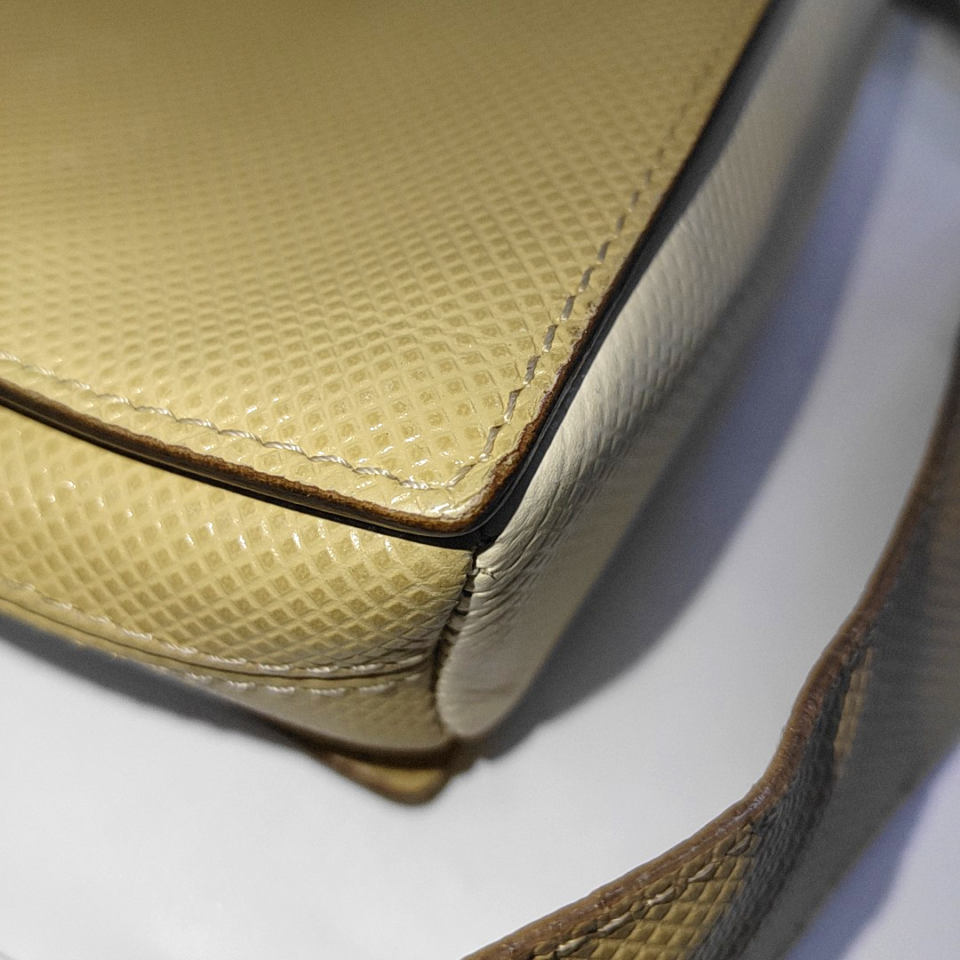 BOTTEGA VENETA Yellow Cowhide Embossed Single Shoulder Bag Silver Hardware Vintage model Removable shoulder strap-(SKU)-930402903