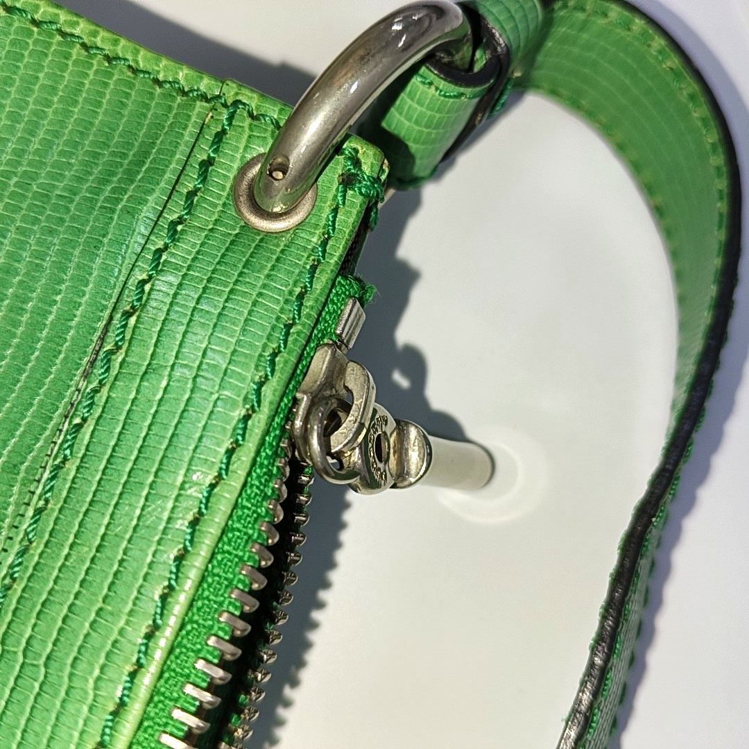 BURBERRY Green Cowhide Embossed Single Shoulder Bag Silver Hardware-(SKU)-934701341