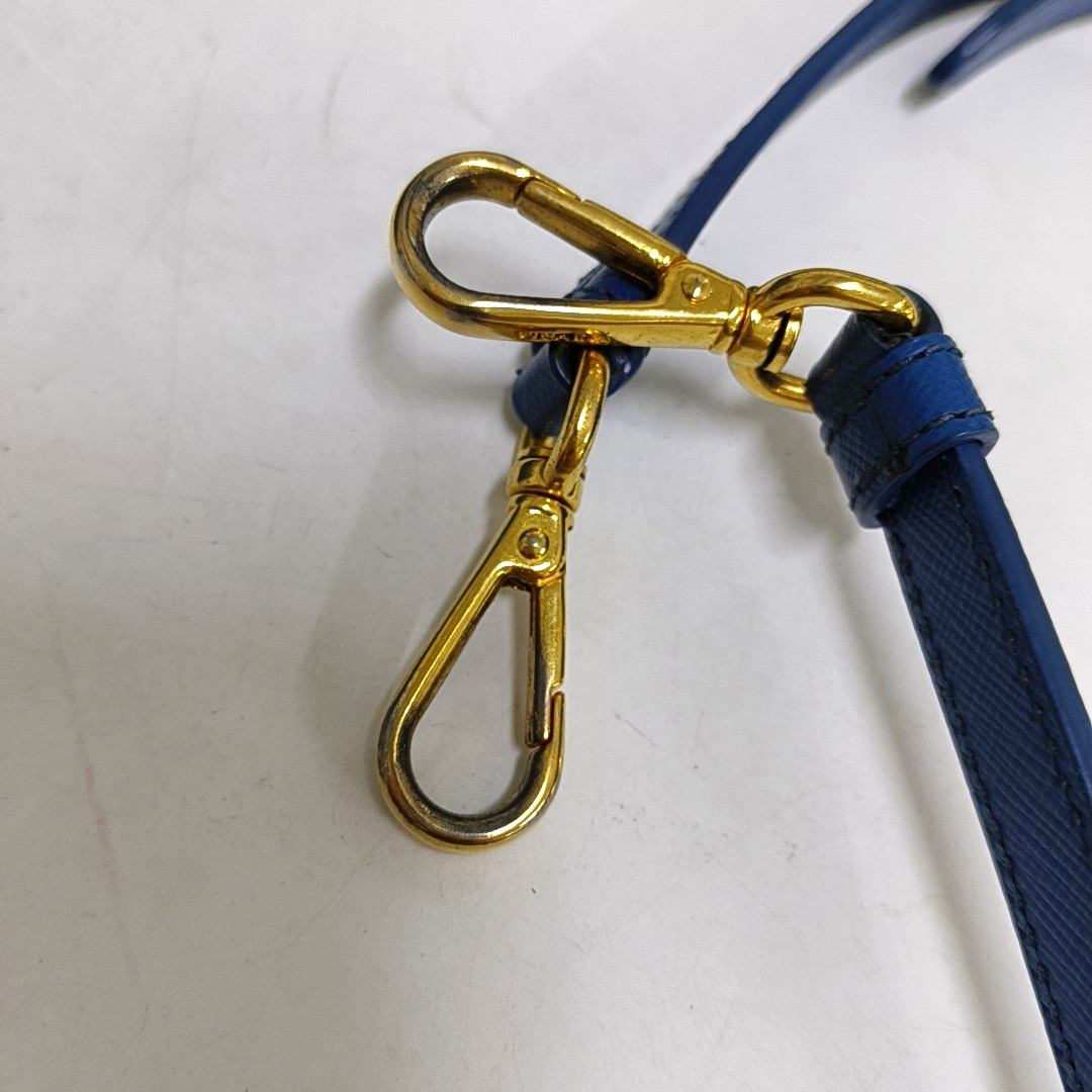 PRADA Galleria Large size Dark Blue Cowhide Logo Crosshatch Killer Bag Single Shoulder Bag Golden hardware Removable shoulder strap-(SKU)-959580601