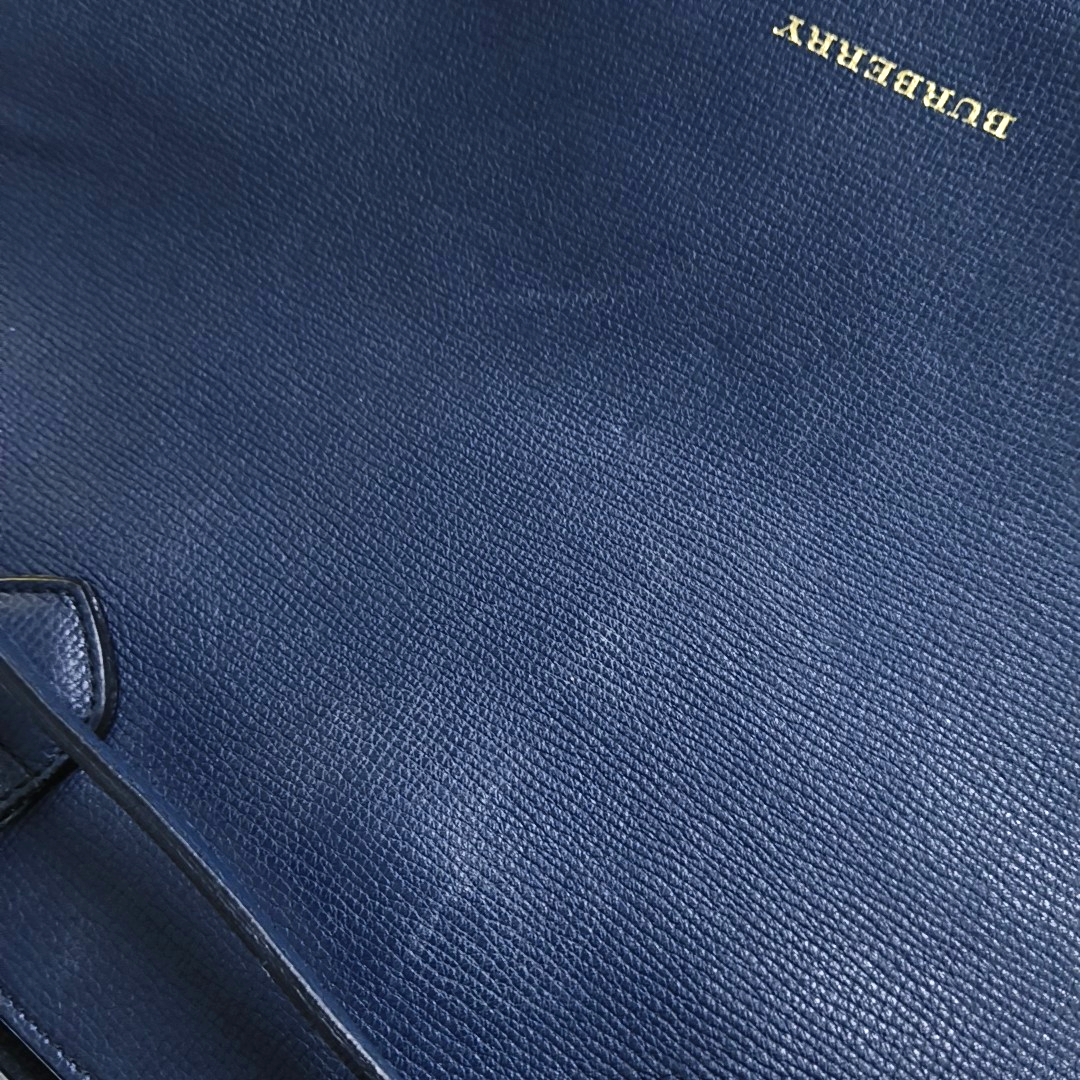 BURBERRY The Banner Medium size Dark Blue Leather Shoulder Tote Crossbody Bag Golden hardware Removable shoulder strap-(SKU)-947520458