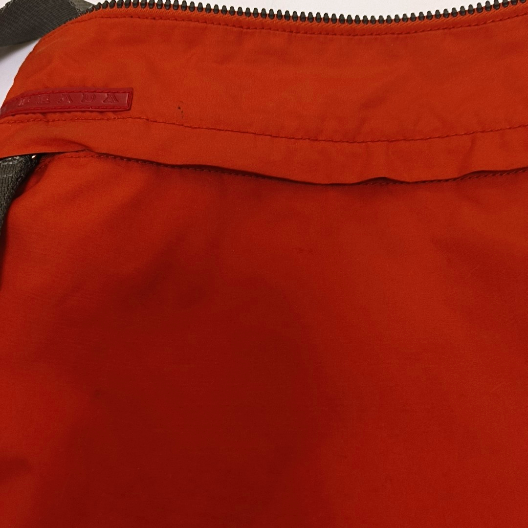 PRADA Orange Nylon Shoulder Bag Silver Hardware-(SKU)-954860034