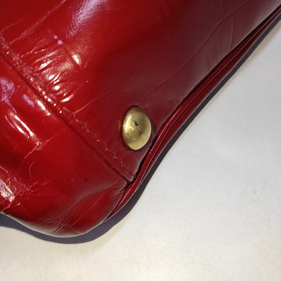 YSL Tote bag Red Patent Leather Embossed Handbag Golden hardware-(SKU)-937757054