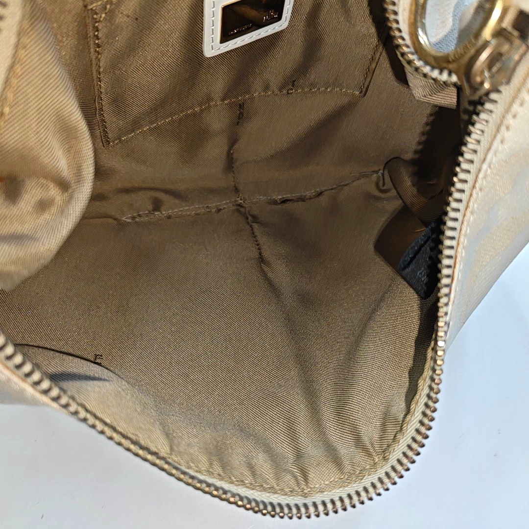 FENDI 卡其色帆布双FHandheld包 Golden hardware-(SKU)-943796749