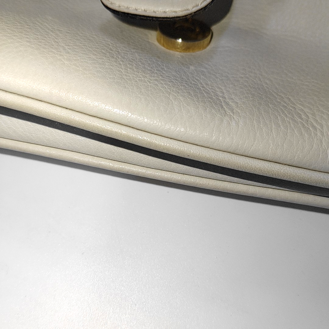 CELINE White Leather Single Shoulder Bag Golden hardware Removable shoulder strap-(SKU)-932491482