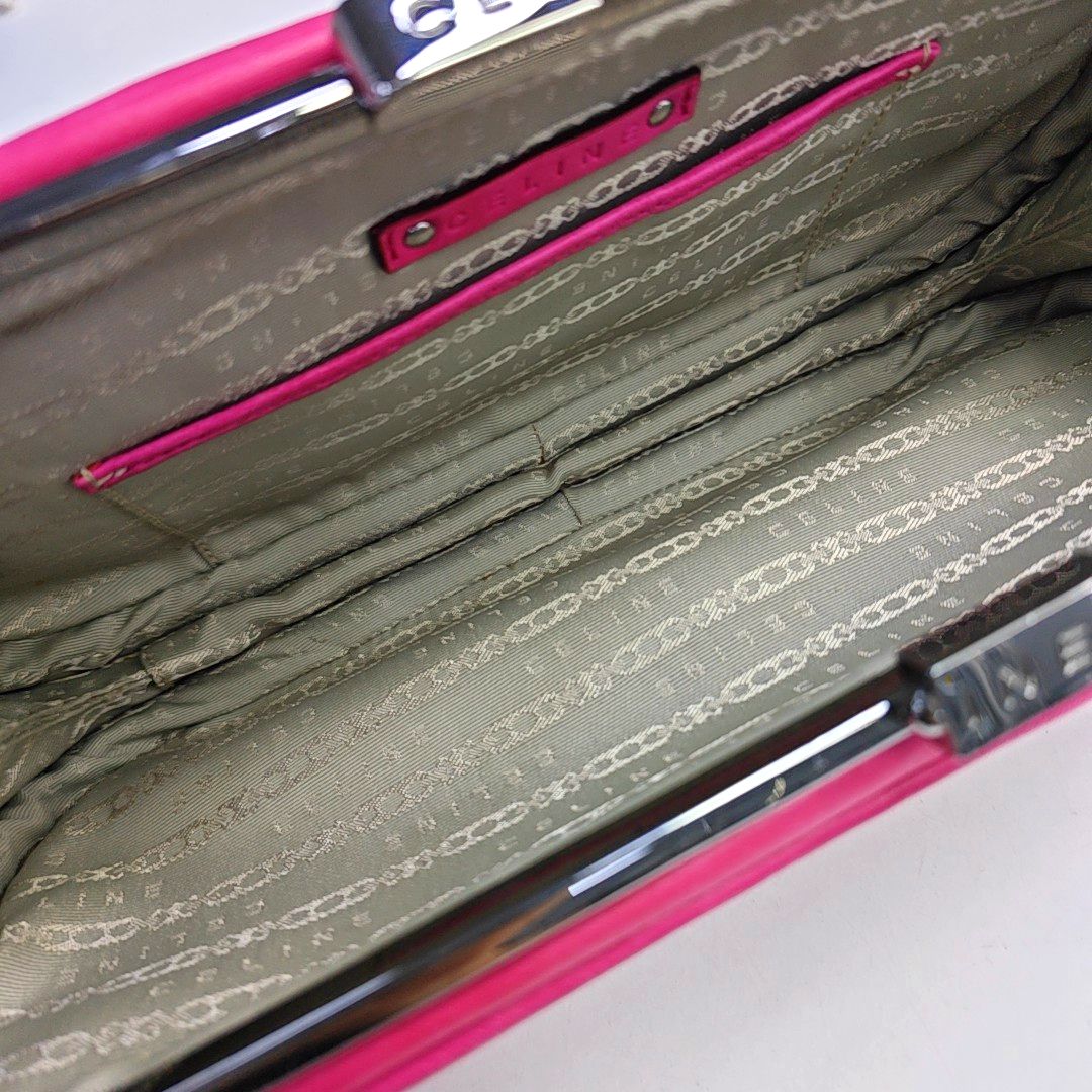 CELINE Fuchsia Cowhide Handbag Single Shoulder Bag Ruthenium color hardware Removable shoulder strap-(SKU)-948940978