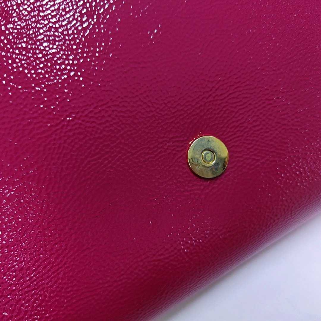 YSL BELLE JOUR Fuchsia Leather Clutch Golden hardware-(SKU)-952012951