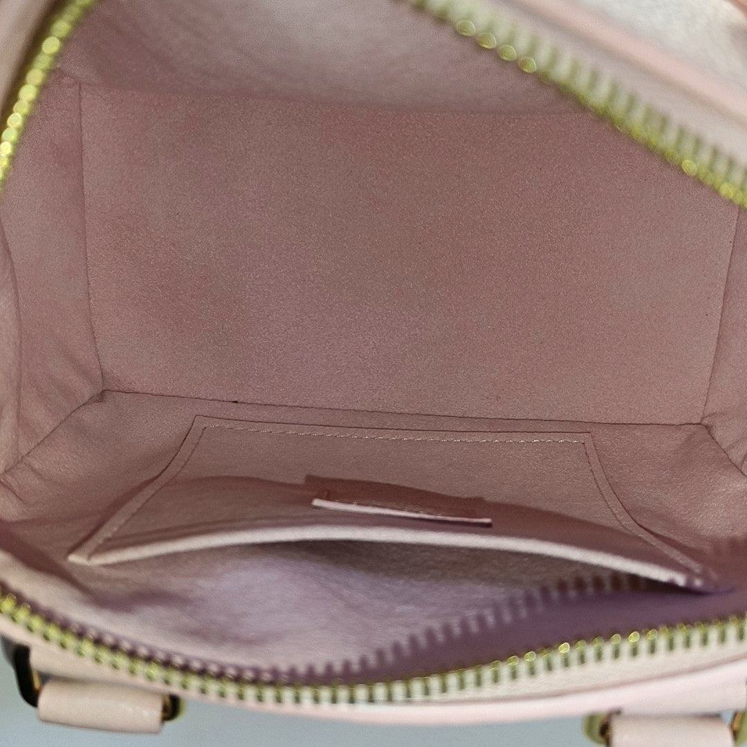 LOUIS VUITTON SPEEDY 20 Pink Calfskin Monogram Boston Bag Single Shoulder Bag Handbag Crossbody Bag Detachable Strap-(SKU)-968552559