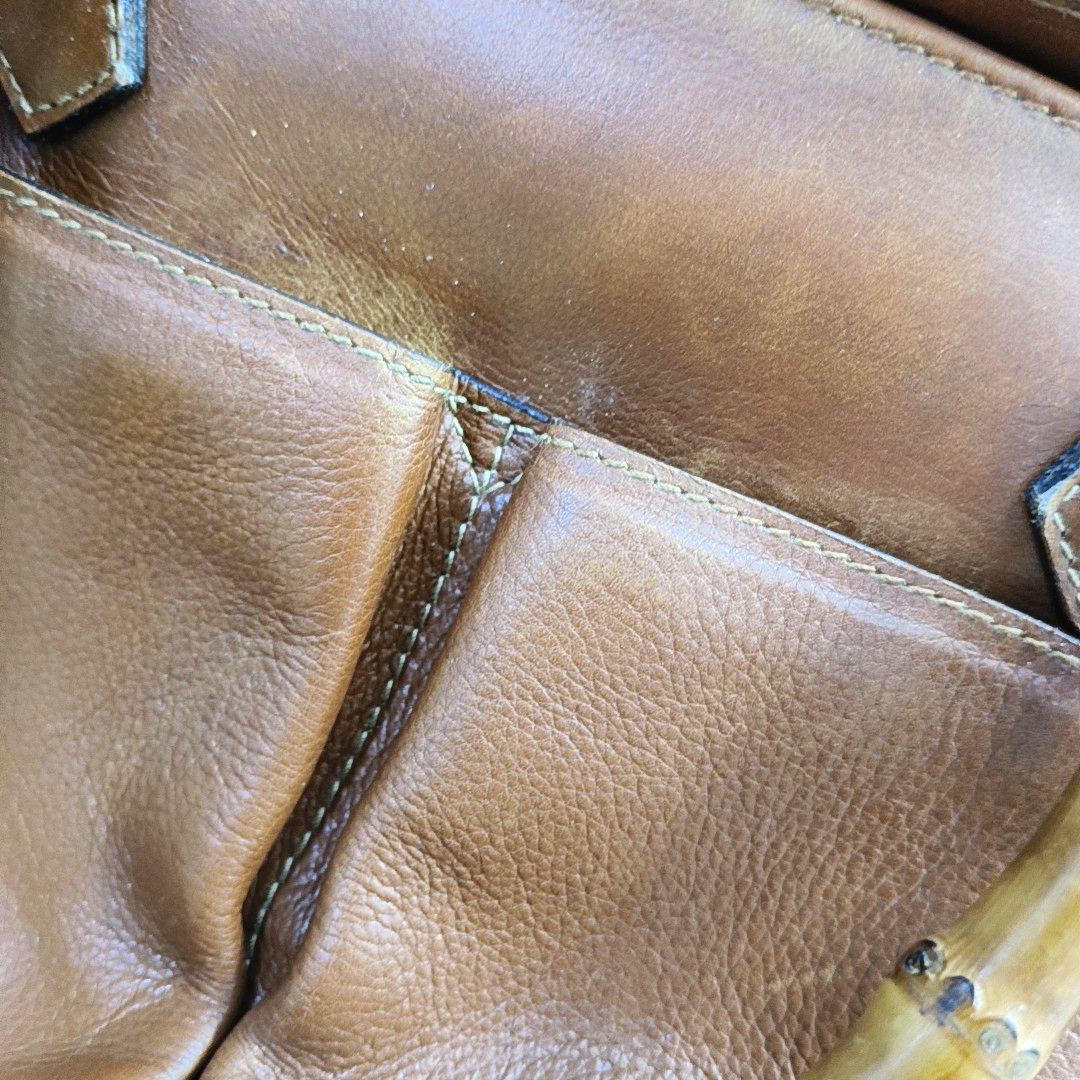 GUCCI Bamboo 1947 Brown cowhide bamboo handle handbag Golden hardware-(SKU)-945614292