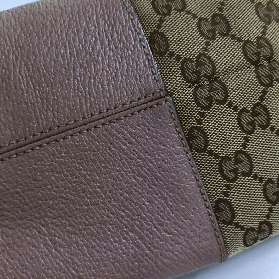 GUCCI Bree Khaki Canvas Monogram Tote Bag Single Shoulder Bag Golden hardware-(SKU)-959592766