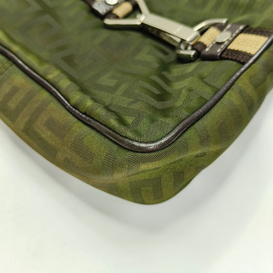 GIVENCHY Deep Green Fabric Floral Single Shoulder Bag Silver Hardware-(SKU)-931311105