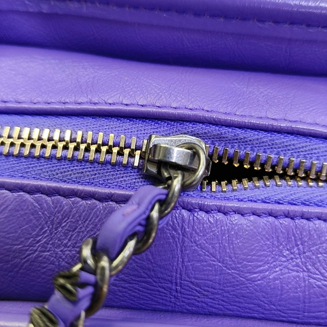 CHANEL GABRIELLE Small Purple Calfskin QuiltedShoulder Bag Crossbody Bag Gold Silver Ruthenium Hardware 29K-(SKU)-969086425