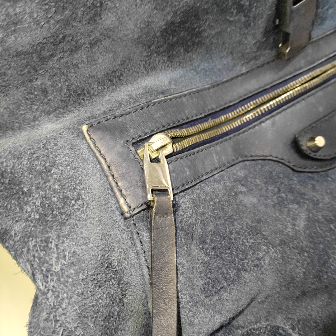 BALENCIAGA Classic City Blue Suede Leather Studs Backpack Silver Hardware-(SKU)-956769787