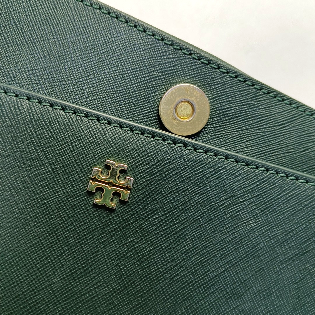 TORY BURCH Robinson Dark Green Cowhide Stamped Crossbody Single Shoulder Bag Golden hardware-(SKU)-951354539