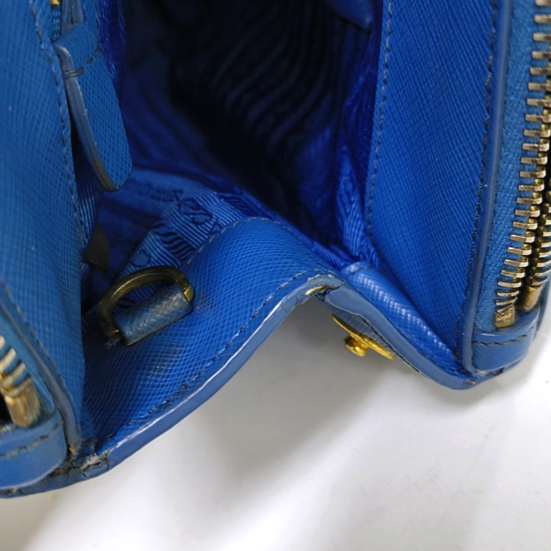 PRADA Galleria Large size Dark Blue Cowhide Logo Crosshatch Killer Bag Single Shoulder Bag Golden hardware Removable shoulder strap-(SKU)-959580601