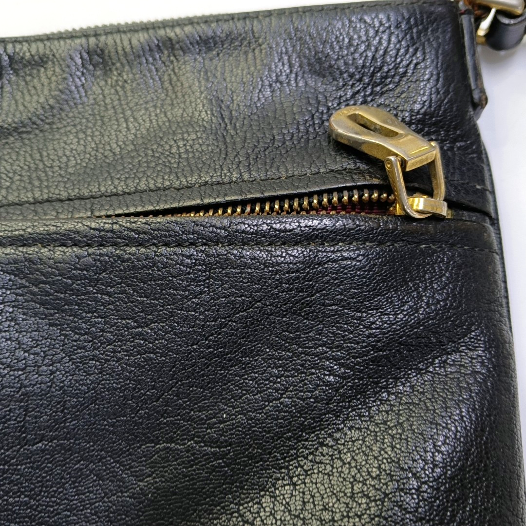 LOEWE Black Leather Crossbody Bag Single Shoulder Bag Golden hardware-(SKU)-950255613