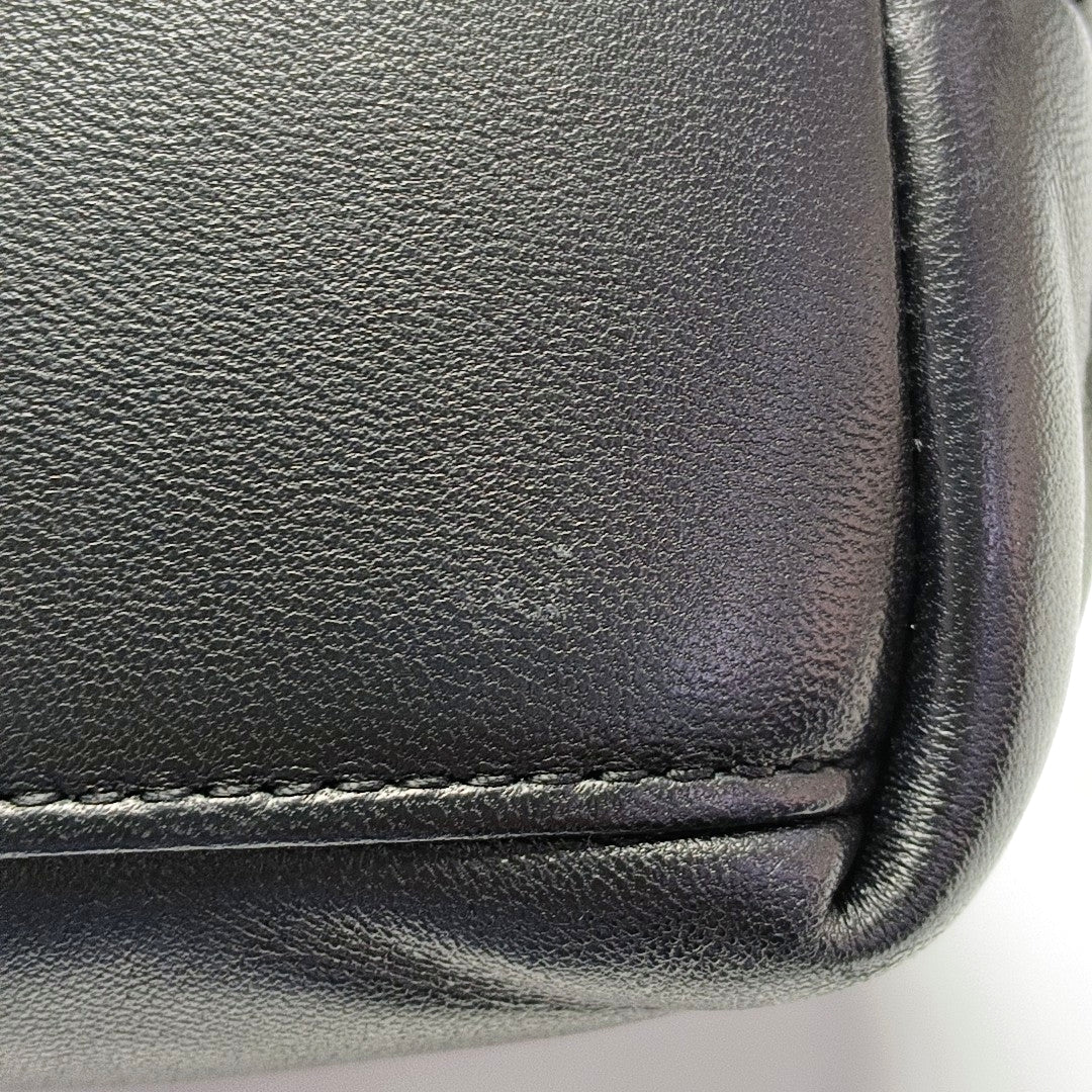 YSL PUFFER Mini Black Lamb Skin Quilted Envelope Bag, Crossbody and Shoulder Bag with Silver Hardware-(SKU)-971165723