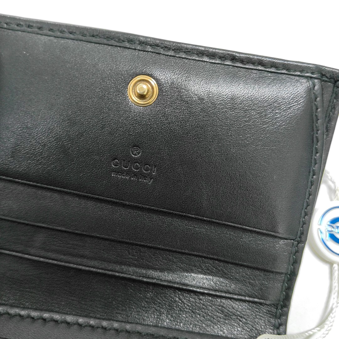 GUCCI GG Marmont Black Calf Leather Quilted wavy pattern Wallet Golden hardware-(SKU)-952595982