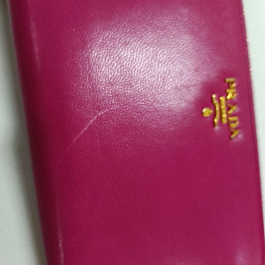 PRADA Fuchsia cowhide cross-grain wallet Golden hardware-(SKU)-960306626