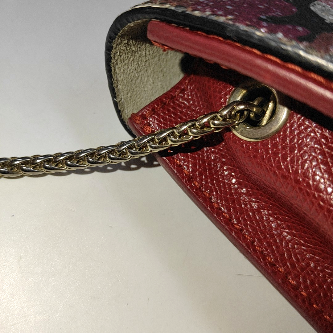 FURLA Metropolis Red Leather Printed Crossbody Single Shoulder Bag Golden hardware Removable shoulder strap-(SKU)-931098116