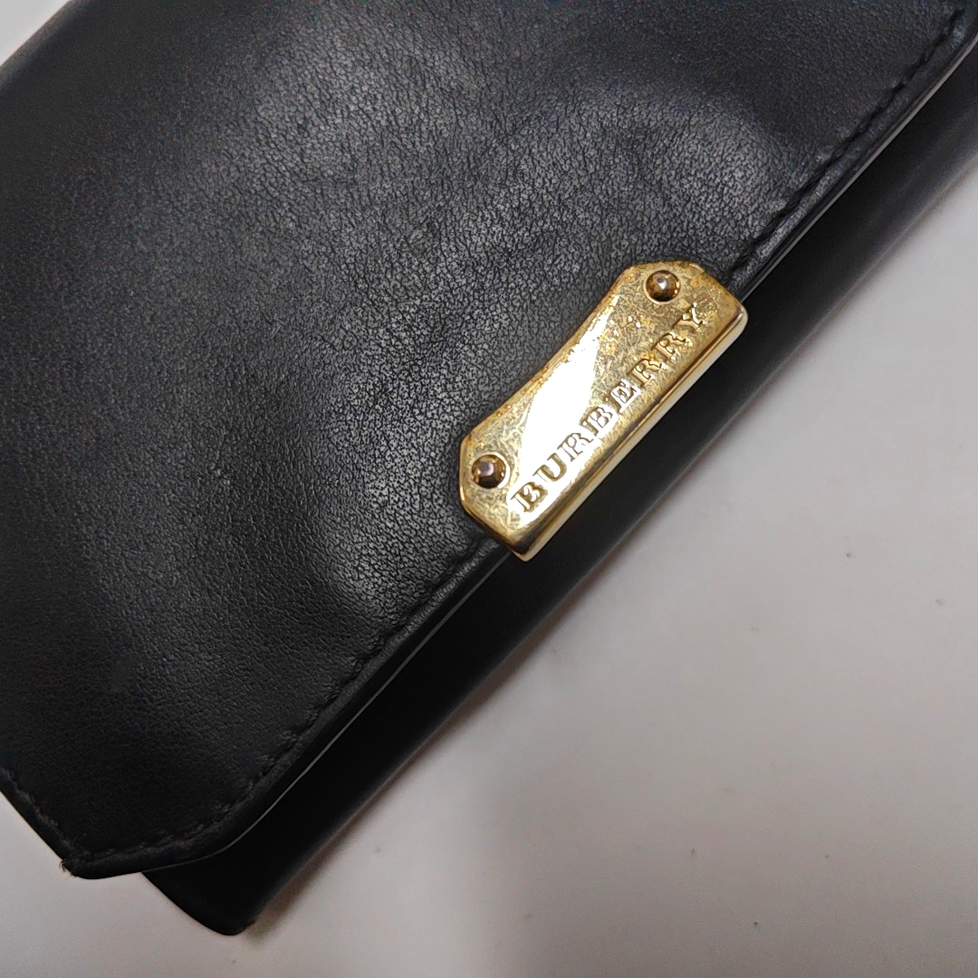 BURBERRY Black Cowhide Wallet Golden hardware-(SKU)-947686221