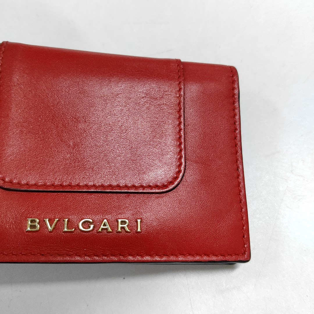 BVLGARI SERPENTI FOREVER Red Calf Leather Quilted Snake Head Bag Card Case Golden hardware-(SKU)-940744006