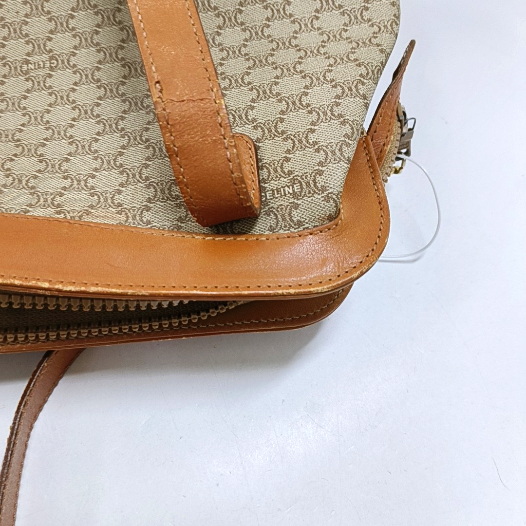 CELINE Tote bag Khaki Coated Canvas Triumph Grained Shoulder Bag Handbag Brown Hardware-(SKU)-947832104