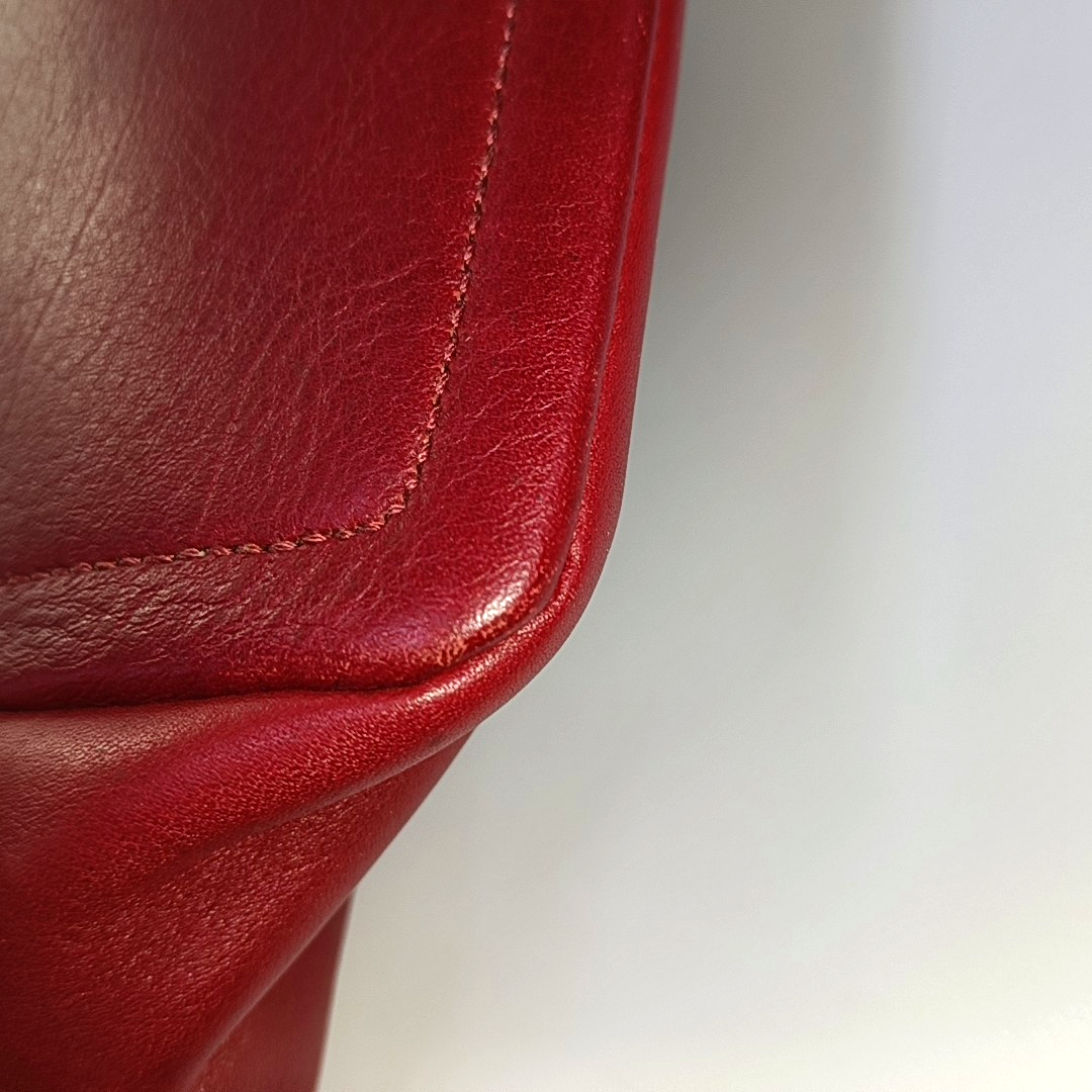 COACH Red Leather Handbag Single Shoulder Bag Golden hardware Removable shoulder strap-(SKU)-934221338