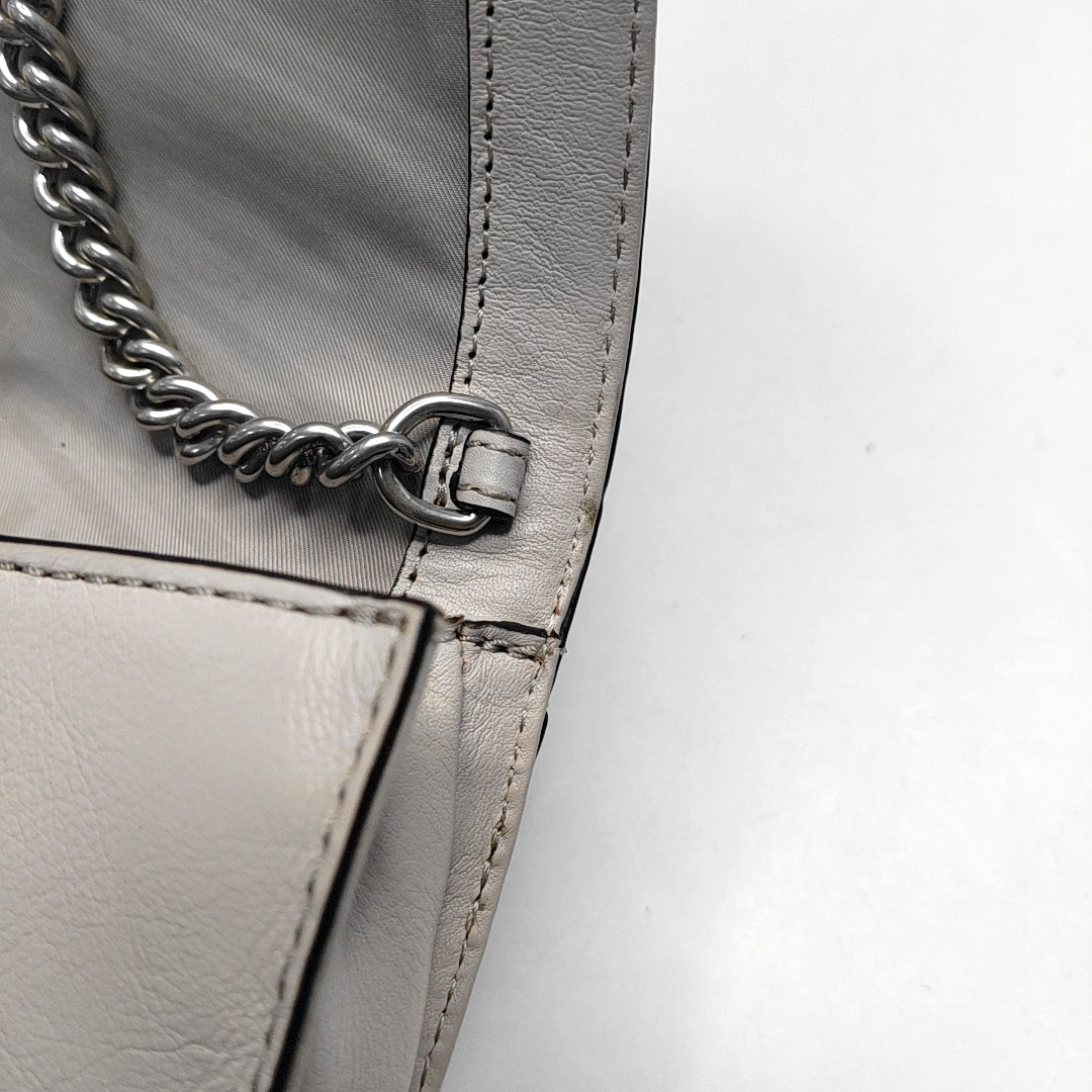 REBECCA MINKOFF Love Small size Gray leather quilted crossbody bag/shoulder bag Silver Hardware-(SKU)-943935965