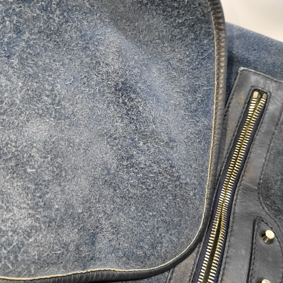BALENCIAGA Classic City Blue Suede Leather Studs Backpack Silver Hardware-(SKU)-956769787