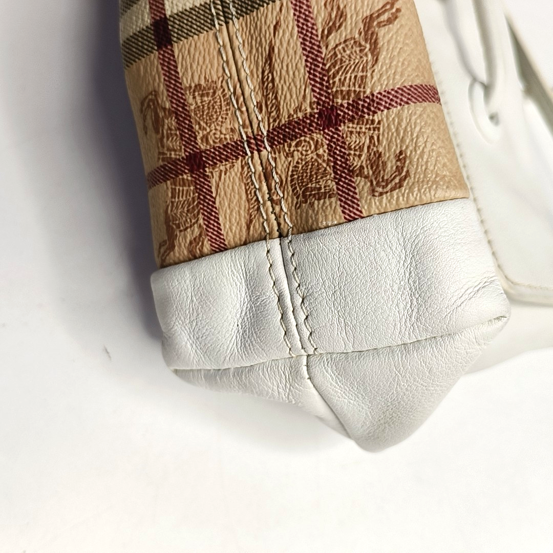 BURBERRY Khaki Coated Canvas Warhorse Plaid Crossbody Shoulder Bag Golden hardware-(SKU)-954930104