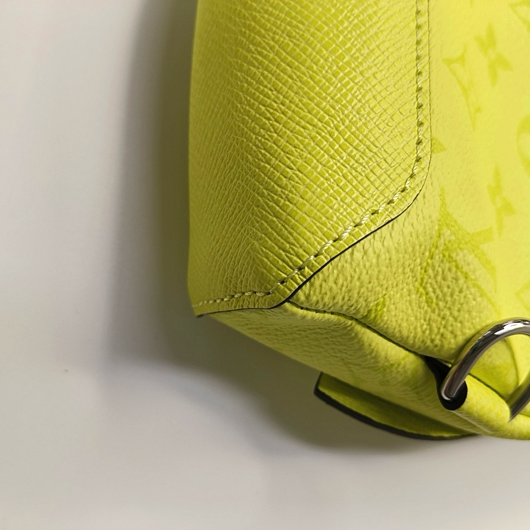 LOUIS VUITTON DUO Yellow-Green Coated Canvas Monogram Crossbody Shoulder Bag/Fanny Pack with Silver Hardware, Pouch-(SKU)-956667846