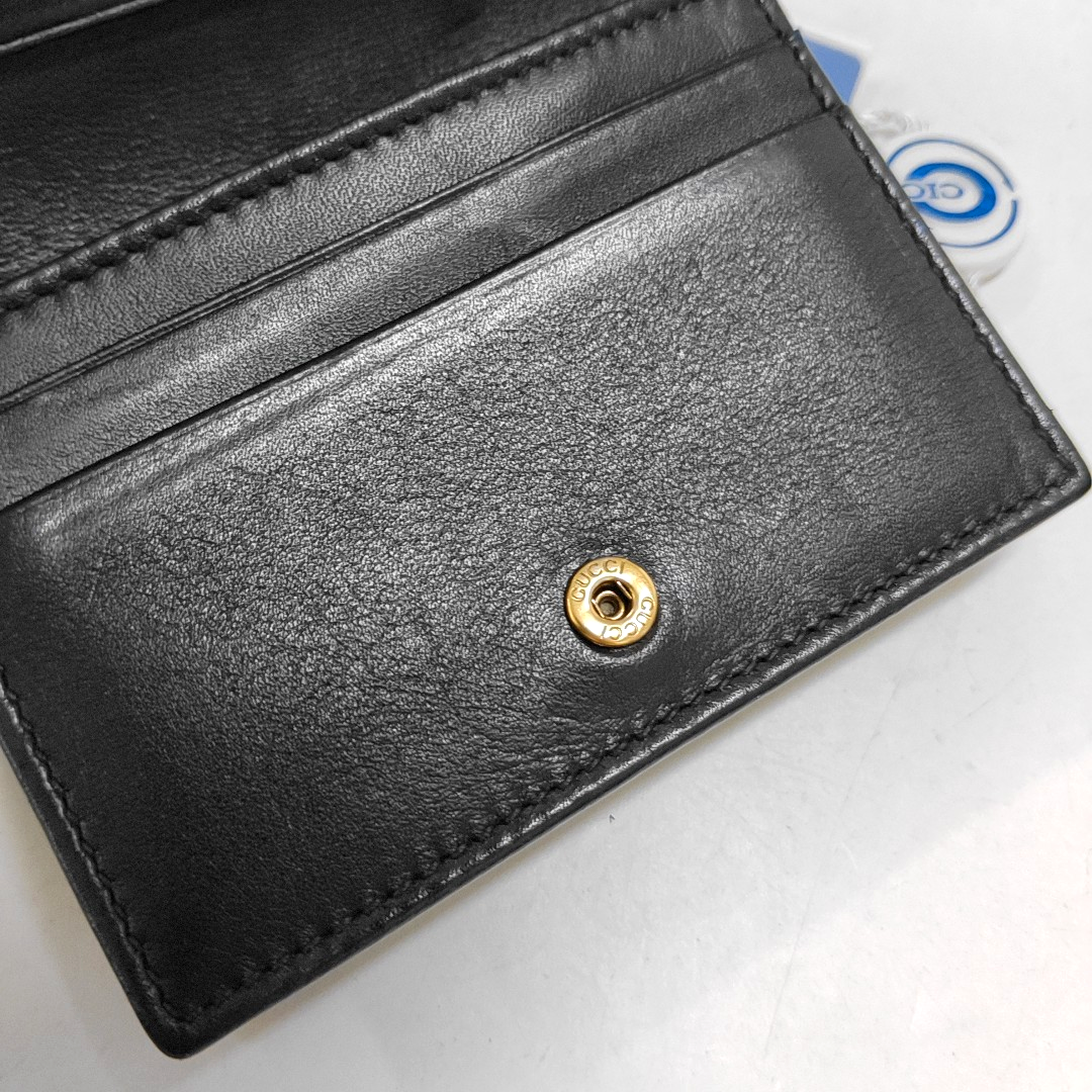 GUCCI GG Marmont Black Calf Leather Quilted wavy pattern Wallet Golden hardware-(SKU)-952595982