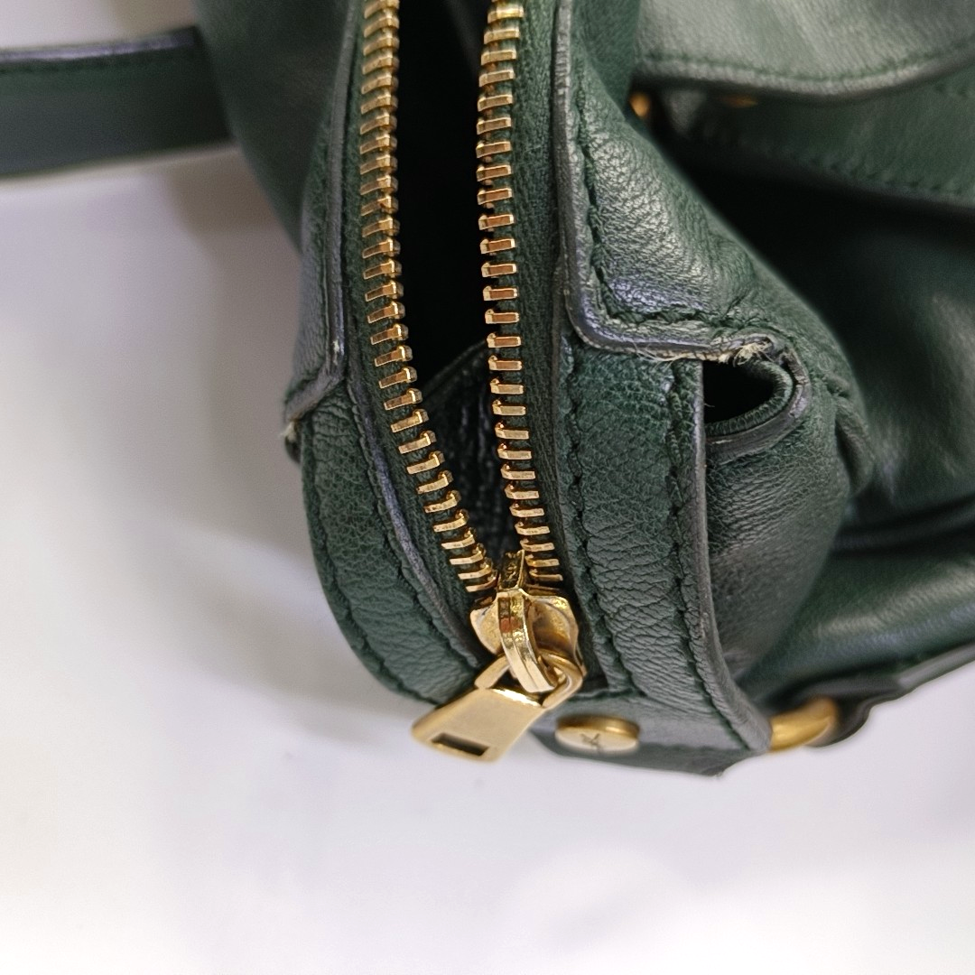 YSL RIVE GAUCHE Dark Green Cowhide Handbag Single Shoulder Bag Crossbody Golden hardware-(SKU)-956521580