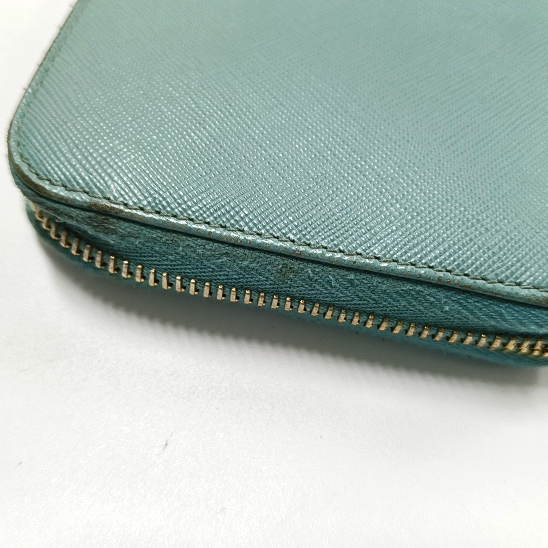 PRADA Green Calfskin Leather Cross Grain Wallet Golden hardware-(SKU)-954322773