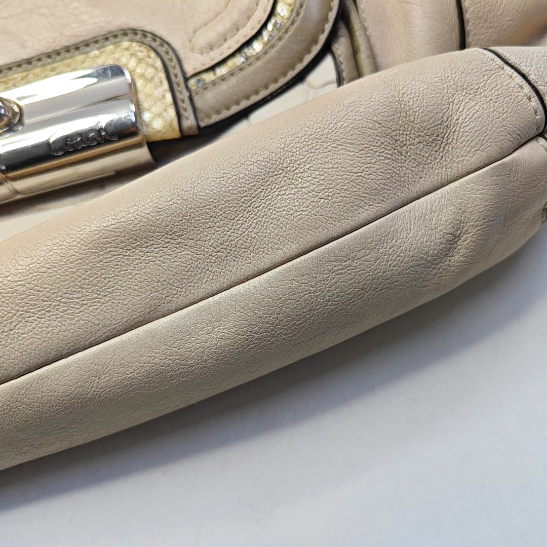 COACH Beige Leather Stamped Single Shoulder Bag Handbag Silver Hardware-(SKU)-943932252