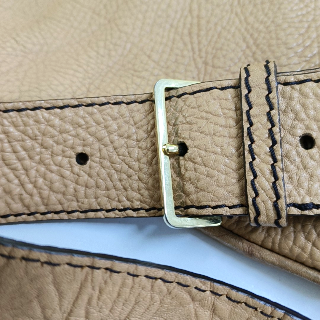 BURBERRY Khaki cowhide single shoulder bag Golden hardware Removable shoulder strap-(SKU)-953631623