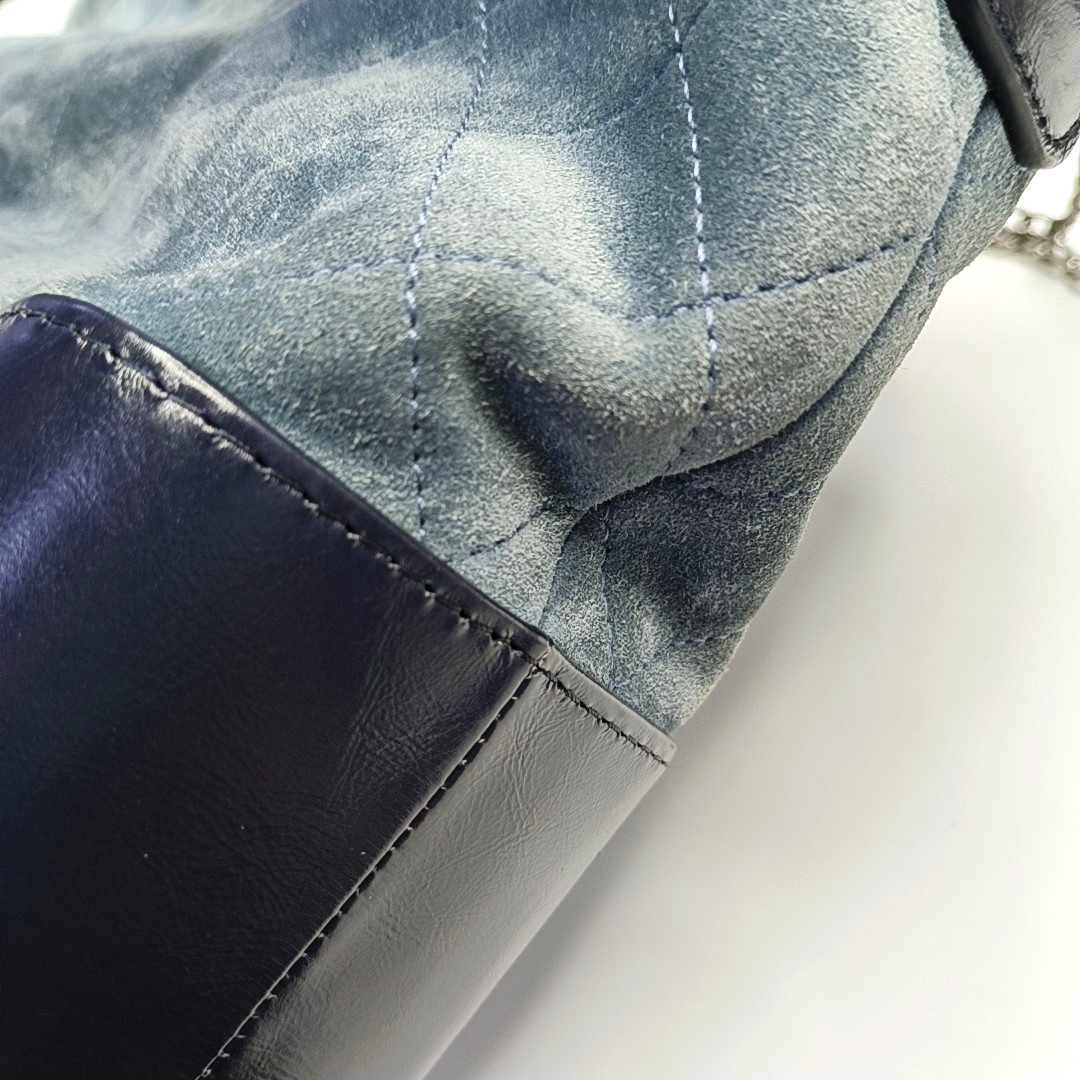 CHANEL GABRIELLE Medium Blue Suede Quilted Leather Hobo Shoulder Bag Crossbody Bag with Detachable Strap-(SKU)-961833804