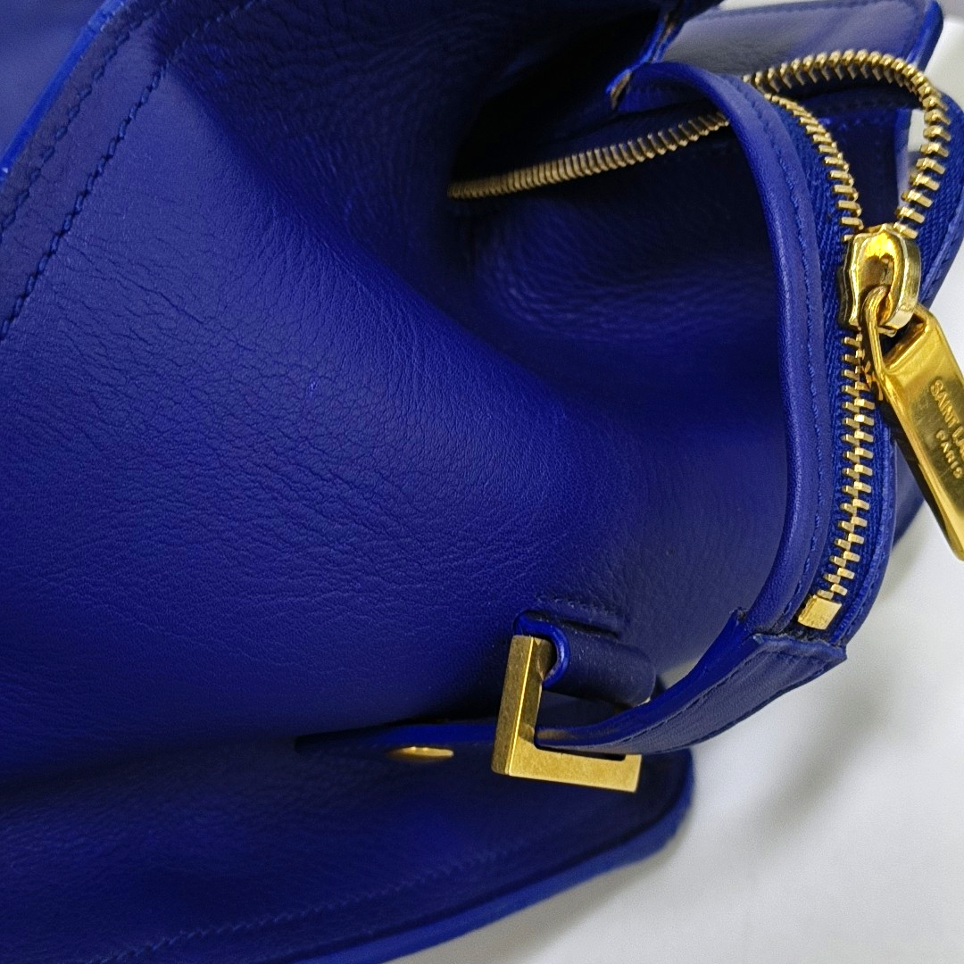 YSL CHYC Y LIGNE Medium size Dark Blue Leather Handbag Golden hardware-(SKU)-955766703