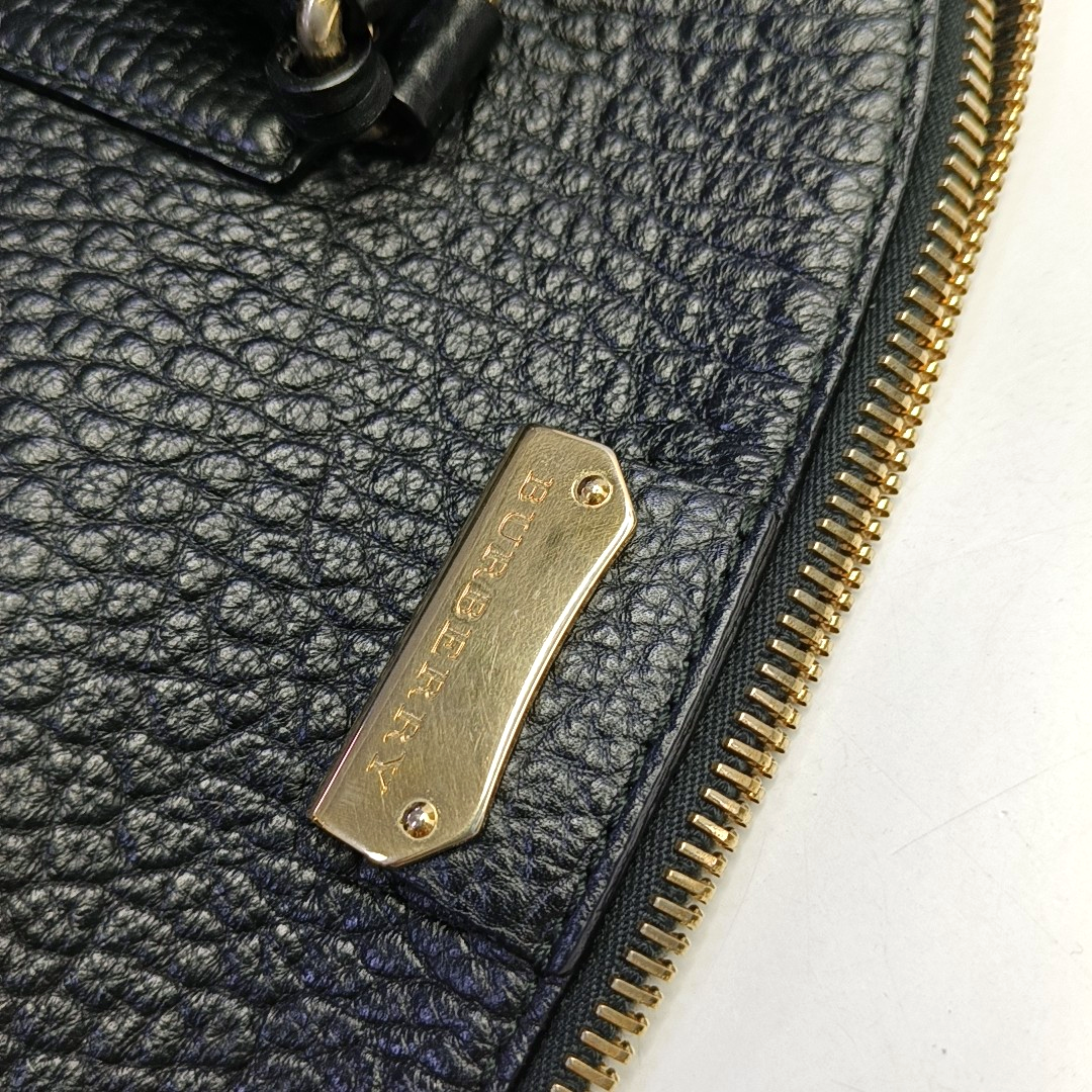 BURBERRY Clifton Black Cowhide Single Shoulder Bag Tote Bag Golden hardware Removable shoulder strap-(SKU)-950084408